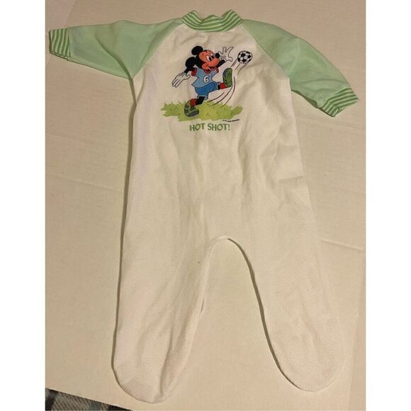 Vtg Walt Disney Productions Mickey Mouse Sleeper One Piece Soccer Pajamas by Lul - Picture 2 of 7